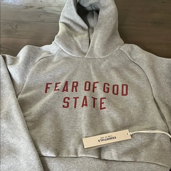 Fear of God Gray Cowl Neck Sweater with Red Lettering - Picture 1 of 4